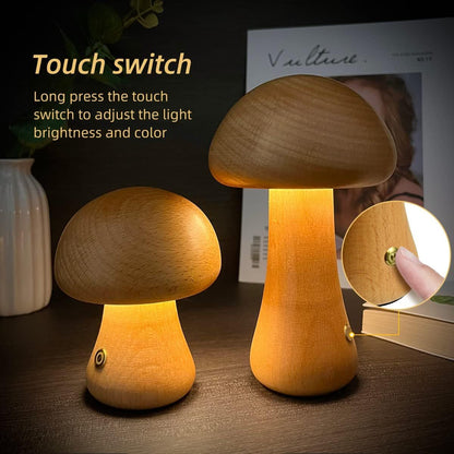 Wooden Mushroom Night Light