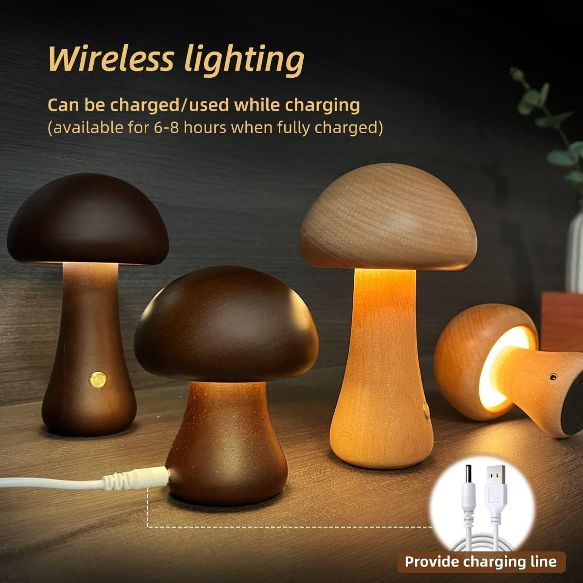 Wooden Mushroom Night Light